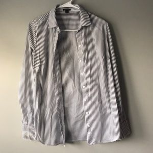 Blue and white stripped collared Ann Taylor blouse